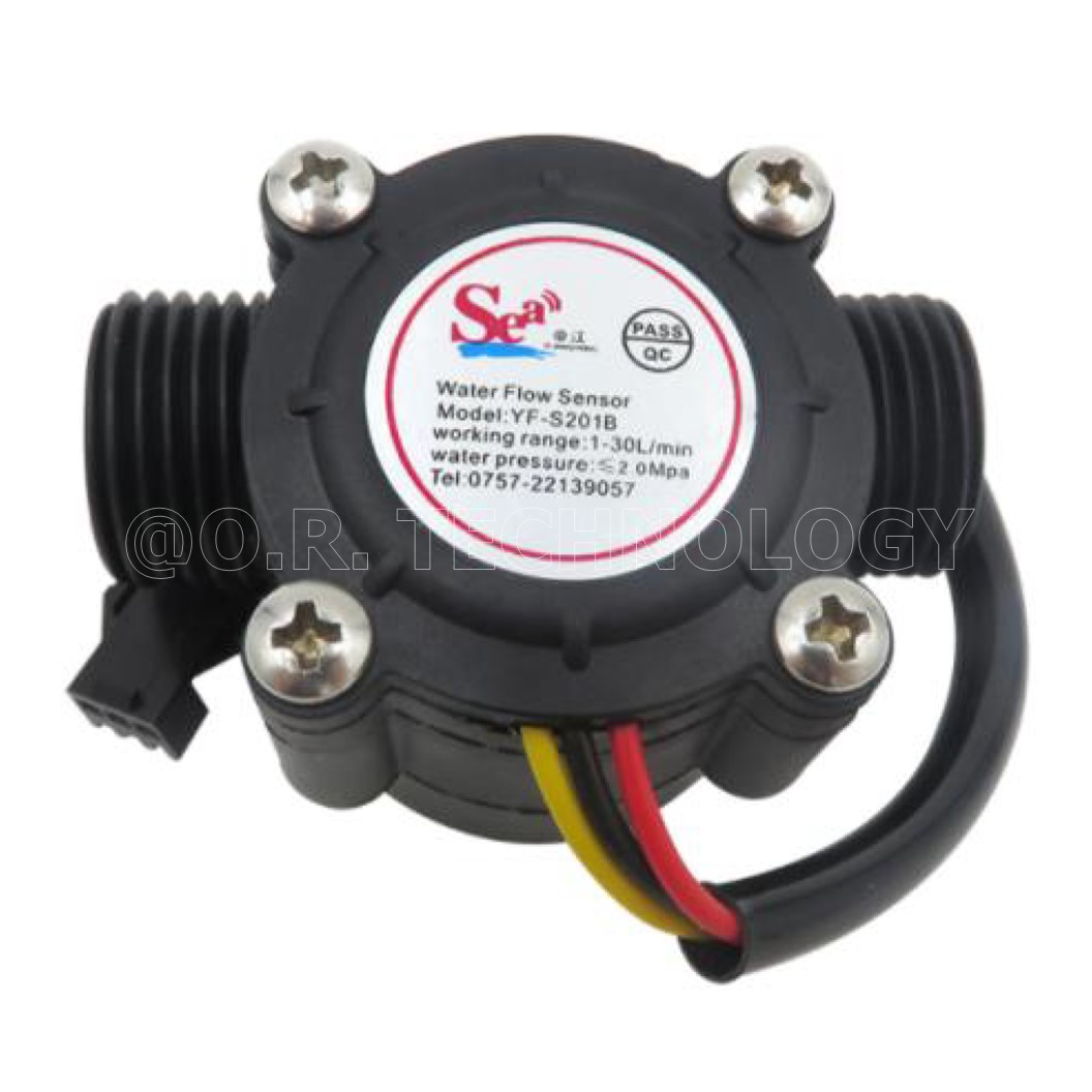 (1ชิ้น) NB171 มิเตอร์วัดอัตราการไหลของน้ำ(สีดำ) Water Flow Sensor (Sea) YF-S201B Flowmeter G1/2 1-30L/min 5-15V (Black)