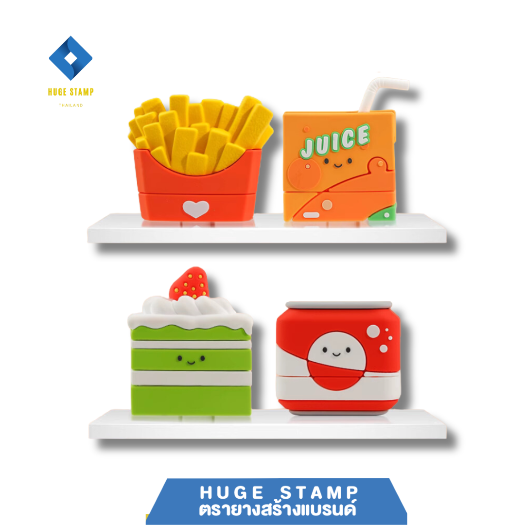 ด้ามเปล่า ตรายางหมึกในตัว การ์ตูน น้ำผลไม้ แฟลชแสตมป์ ขนาดยาง 36x14mm