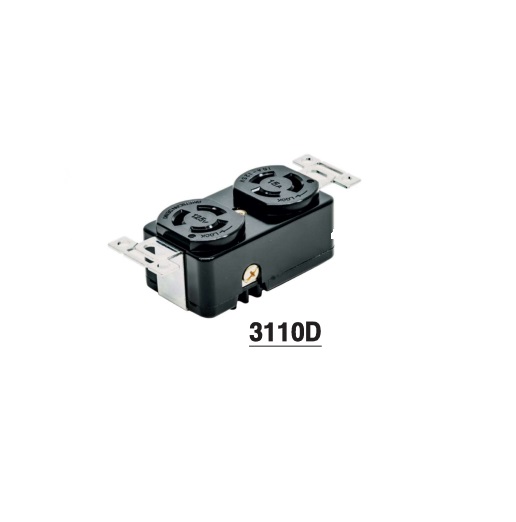AMERICAN DENKI 3110D ปลั๊กตัวเมียฝังขาล็อก 2P(2P,3W GND) 15A 125V