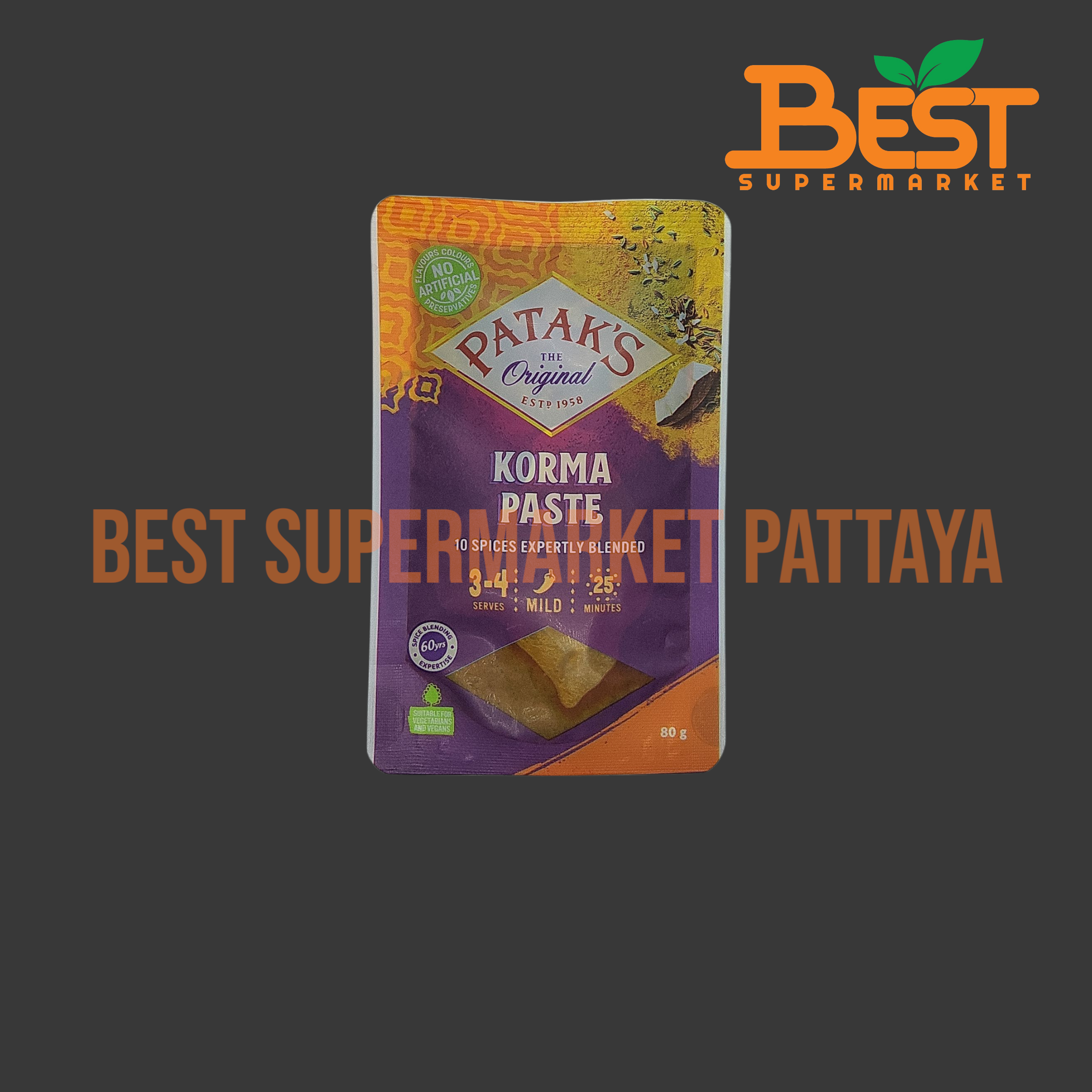 พาทักส์ เครื่องแกงกอร์มา 80 กรัม. KORMA PASTE PATAK'S BRAND. 80 g.