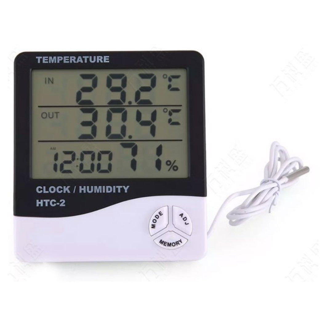 HTC-2 ไฮโกรมิเตอร์ เครื่องวัดอุณหภูมิและความชื้น นาฬิกา Hygrometer Clock Temperature&Humidity Thermometer