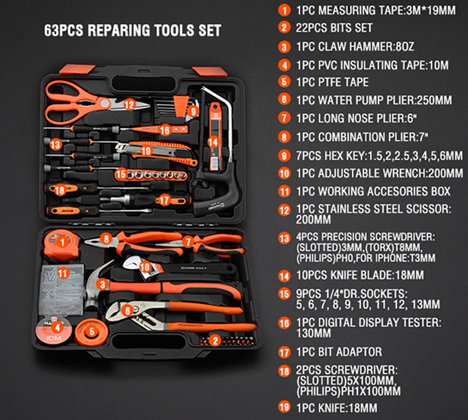 HARDEN ชุดเครื่องมือ 62 ชิ้น Repairing Tools Set รุ่น 62pcs