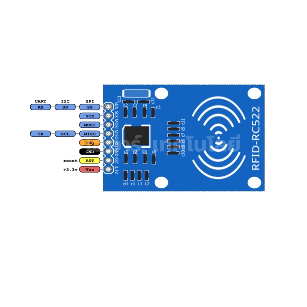 FRC-522 ชุดโมดูลคีย์การ์ด พร้อมการ์ด, พวงกุญแจ และก้างปลา FRC522 RC522 radio RFID module with Card and Keychain 13.56Mhz RC522 MFRC-522 โมดูลตัวรับคีย์การ์ด Key Card Receiver