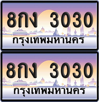 ทะเบียน 3030 ป้ายประมูล - 8กง 3030 พร้อมส่งมอบ จากกรมขนส่ง (เลขสวย)