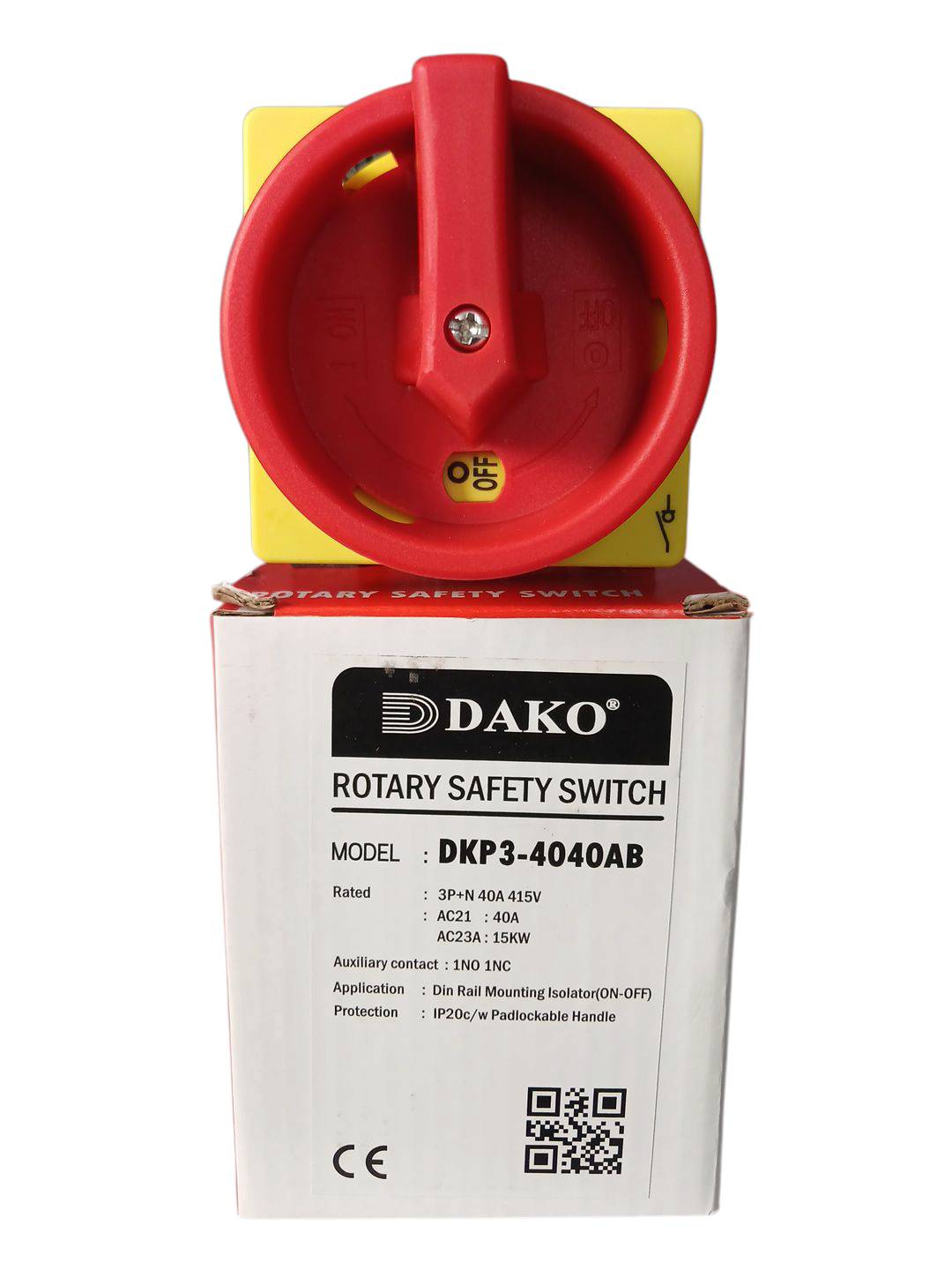 DKP3-4040AB 40A 415V 4P 1NO 1NC เซฟตี้สวิทช์แบบลูกบิด "DAKO"
