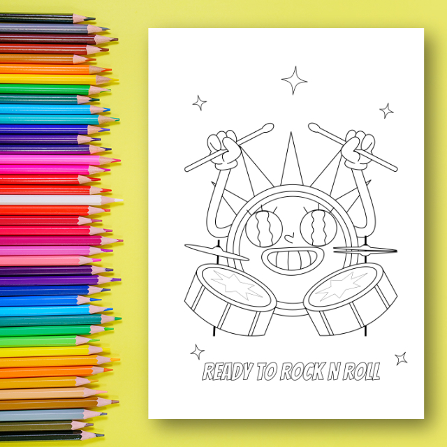 สมุดระบายสีตัวการ์ตูนสุดฮิตเพลง Hip Hop & Rock Music Coloring Book พร้อมคำคมสร้างแรงบันดาลใจ