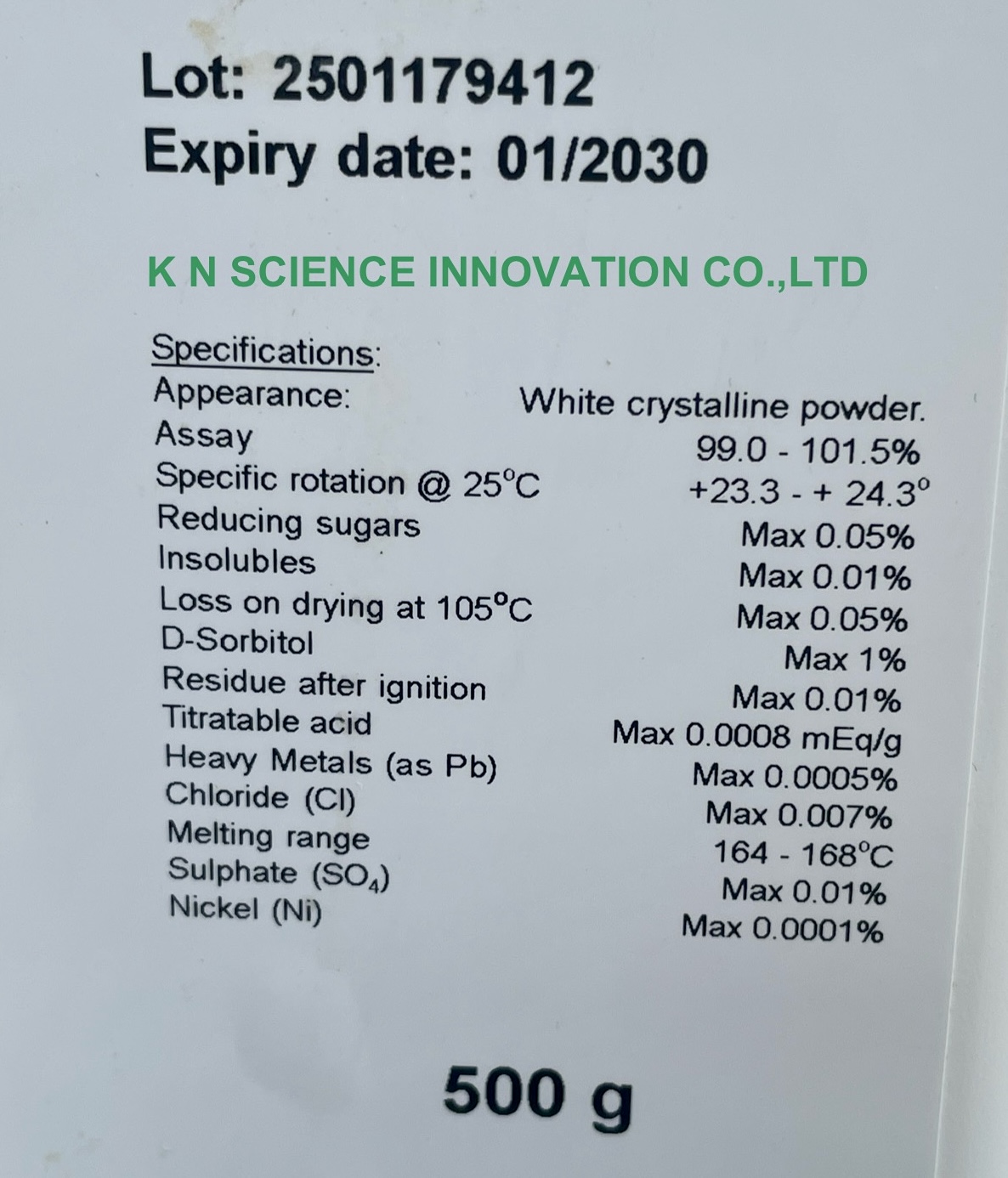D - MANNITOL AR KemAus 500 GM KA310