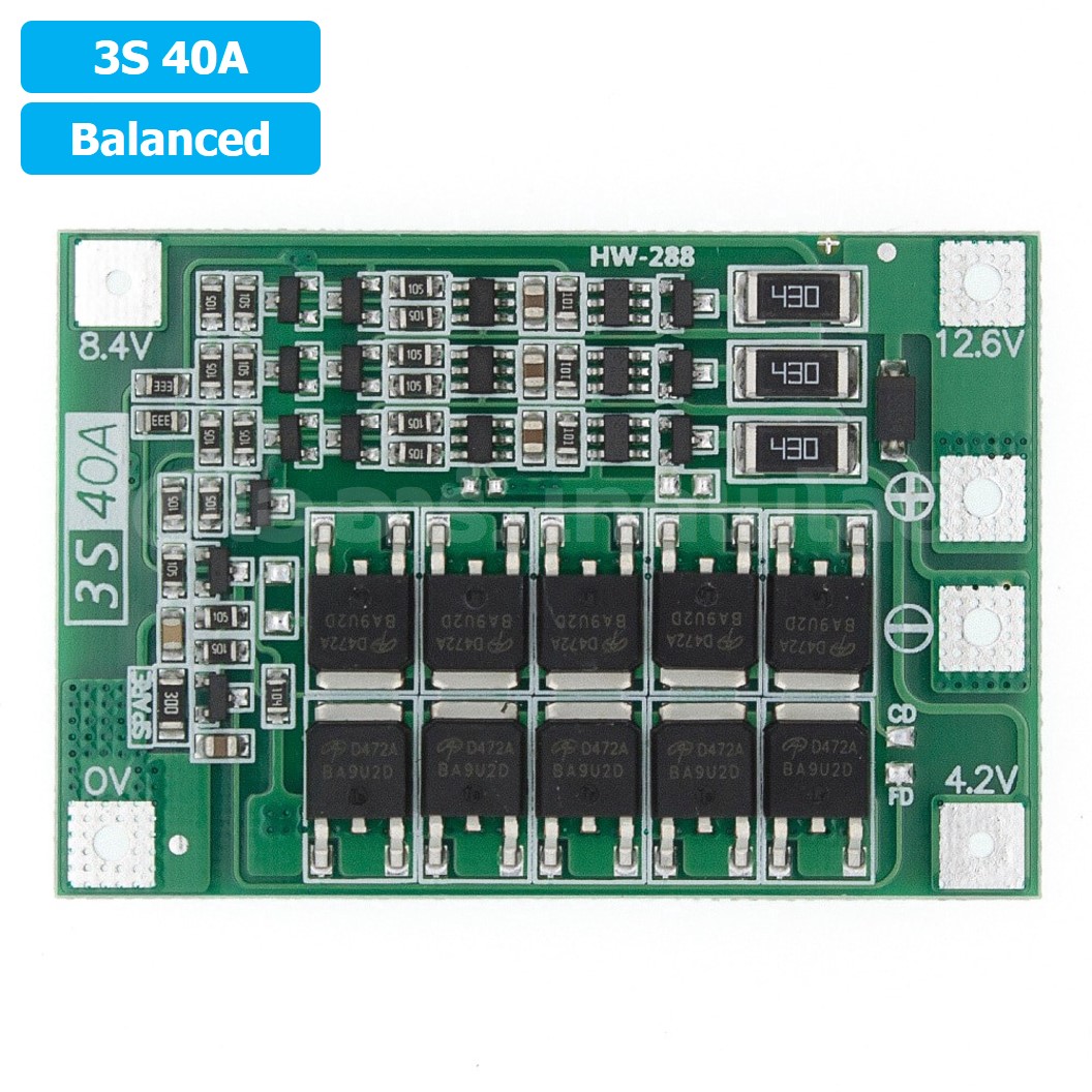 CM634 3S 40A Balanced โมดูลชาร์จแบตเตอรี่ BMS 3-Series 40A 18650 Lithium Battery Protection Module แบตลิเธียม