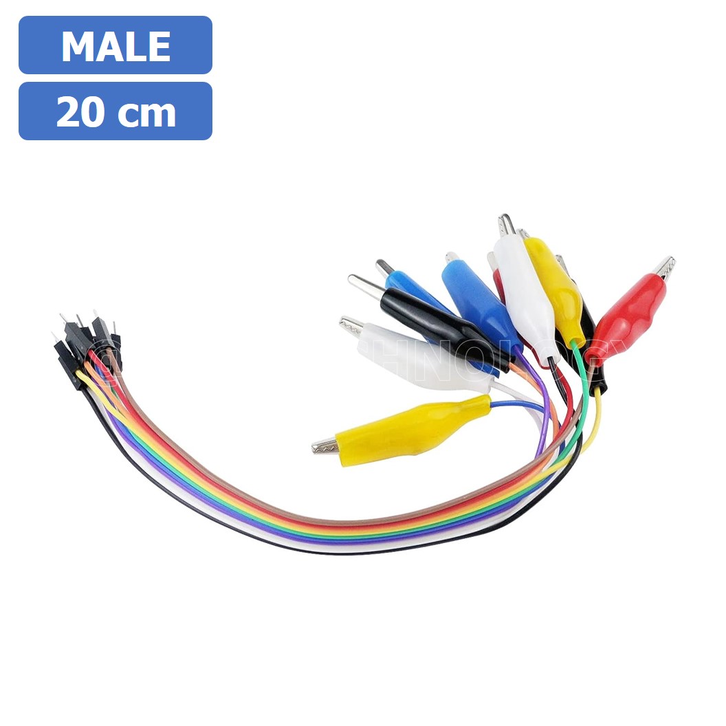 (1ชิ้น) AF017 สายแพ-ปากคีบ ตัวผู้ ความยาว 20cm 10Pin Alligator Clip to Dupont Line Male สายจั๊มเปอร์ Jumper cable