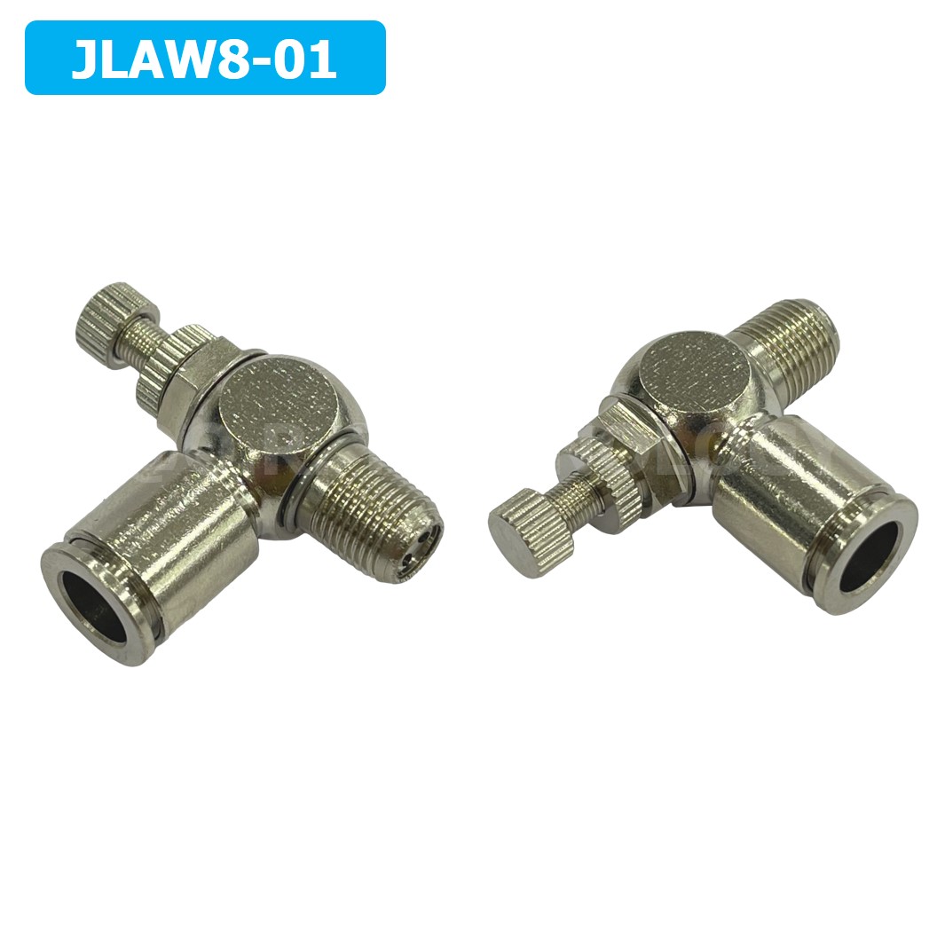 (1ชิ้น) JLAW8-01 ข้อต่อลมสแตนเลส ข้อต่อปรับลม งอ STAINLESS Air Flow Speed Controller ควบคุมความเร็วลม Speed Control valve JLAW JSL