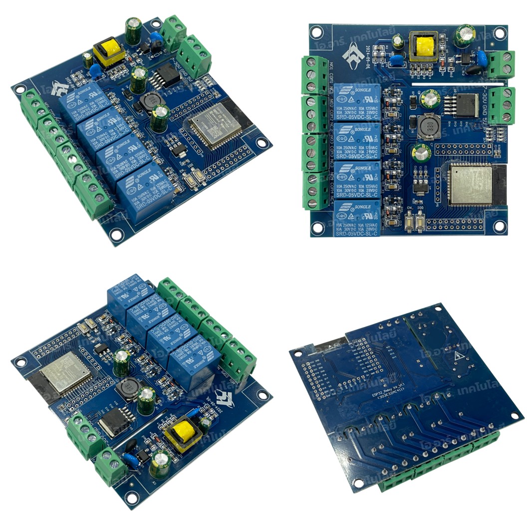ESP32-Relay-X4 บอร์ด ESP32 พร้อมรีเลย์ 4 ช่อง AC/DC 220VAC/7-30VDC ESP32 WiFi Bluetooth 4 Channel Relay module ESP32-WROOM BLE development board