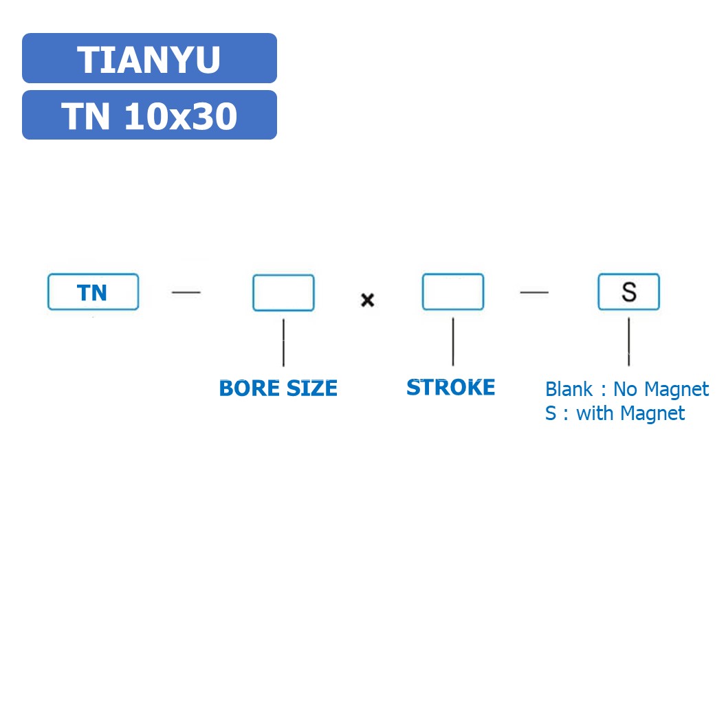 (1ชิ้น) TN 10x30 กระบอกลม แบบแกนคู่ กระบอกลมคอมแพ็ค 2 แกน Twin-Rod Cylinder compact Double-shaft Air Pneumatic