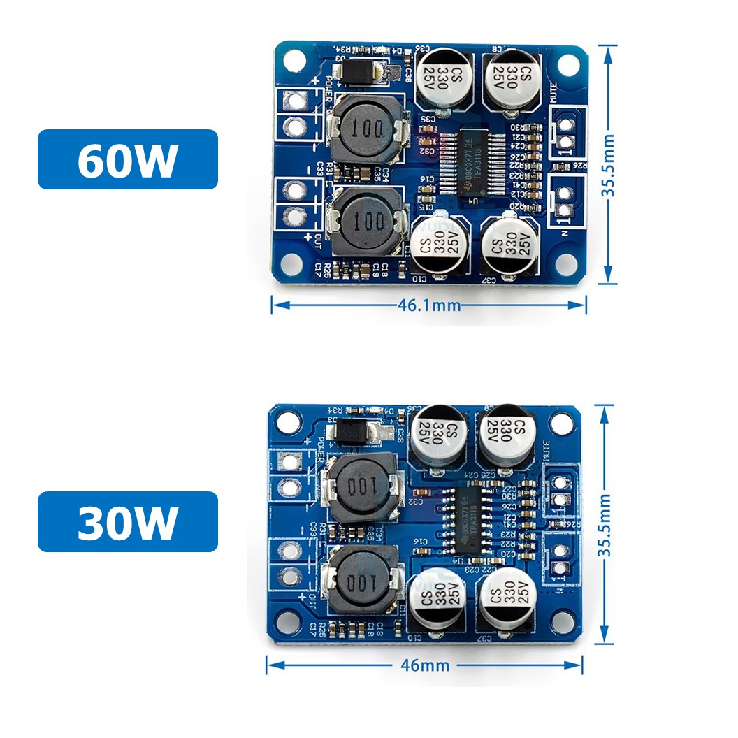TPA3118 PBTL บอร์ดวงจรขยายเสียงคลาส D 30W/60W Mono Digital Power Amplifier Board Class D 8-24VDC XH-M313 บอร์ดขยายเสียง โมดูลขยายเสียง