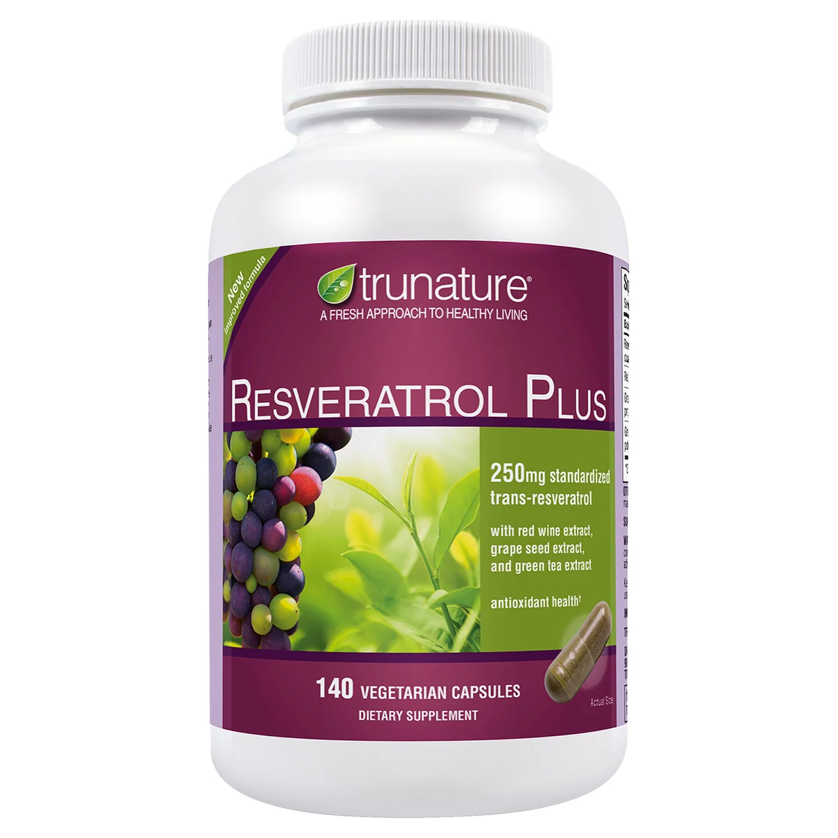 Trunature Resveratrol Plus Grape Seed 140 Vegetarian Capsules เรสเวอราทรอลจากอเมริกาค่ะ