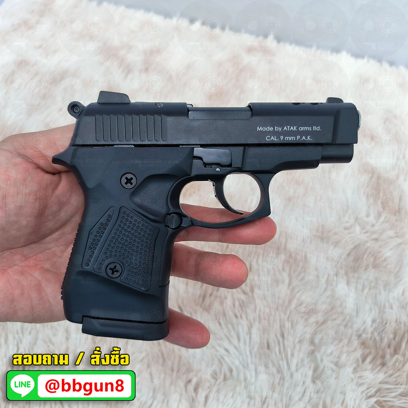 Blank GUN Zoraki 2914 - T สีดำ แบลงค์กัน (แถมกล่องใส่ปืน) รอบ EU ปลายส้ม