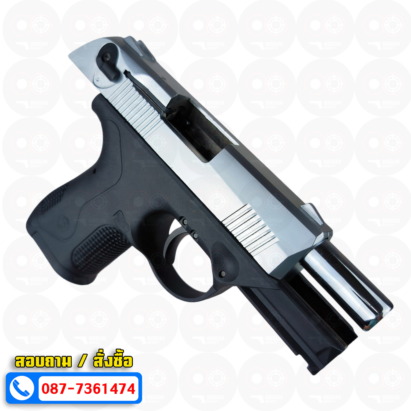แบลงค์กัน BLOW TR14 AUTO MATTE CHROME เงินด้าน BLANK GUN ( 2 แม็กกาซีน+กล่องใส่ปืน )
