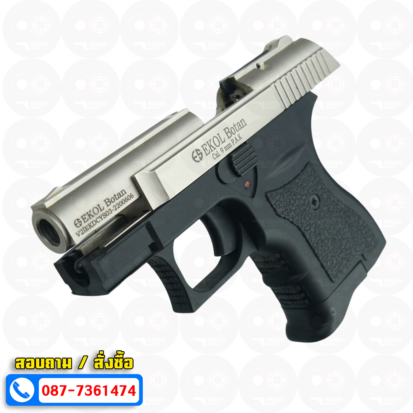 แบลงค์กัน EKOL BOTAN SATINA สีซาติน 9 mm P.A.K. Blank gun (แถมกล่องใส่ปืน)