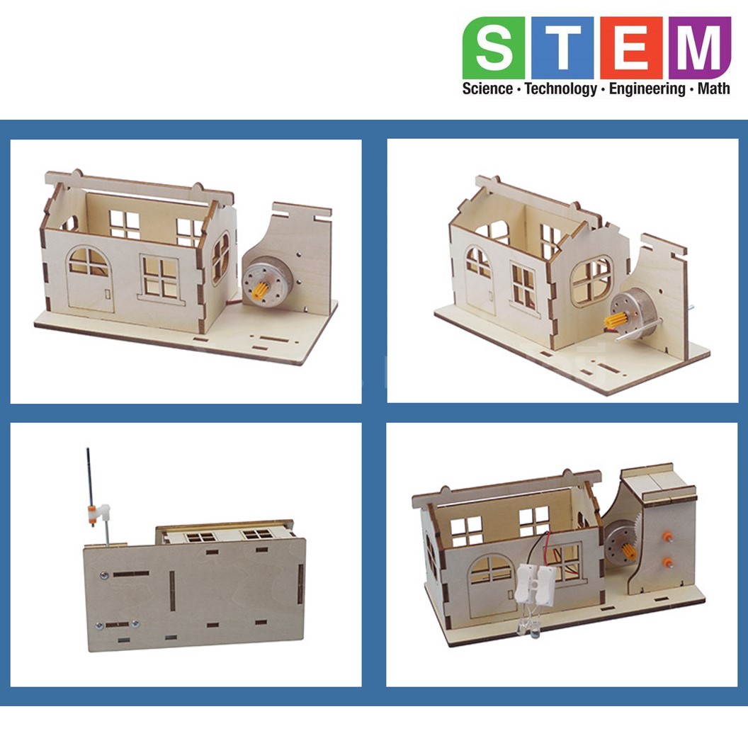 T-M30 ชุดประกอบไม้ โรงผลิตไฟฟ้า มือหมุน Hand Power Generation Cabin Wooden Kit STEM Education ของเล่นเสริมทักษะ เสริมพัฒนาการ