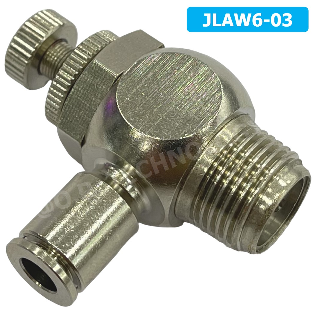 (1ชิ้น) JLAW6-03 ข้อต่อลมสแตนเลส ข้อต่อปรับลม งอ STAINLESS Air Flow Speed Controller ควบคุมความเร็วลม Speed Control valve JLAW JSL