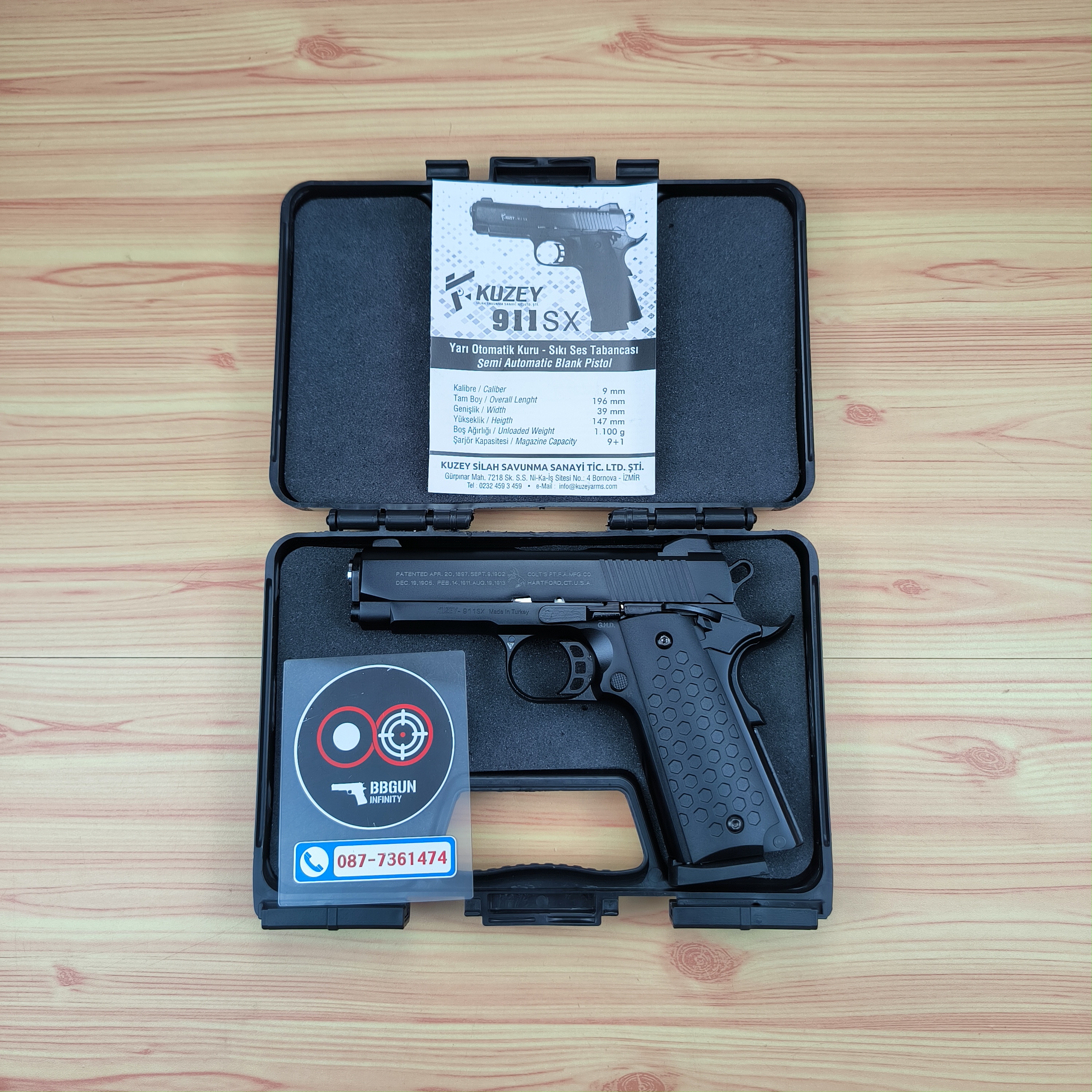 Blank Gun KUZEY 911SX COLT'S 100 ปี ลํากล้อง 4 นิ้ว สีดำ แบลงค์กัน (แถมกล่องใส่ปืน)