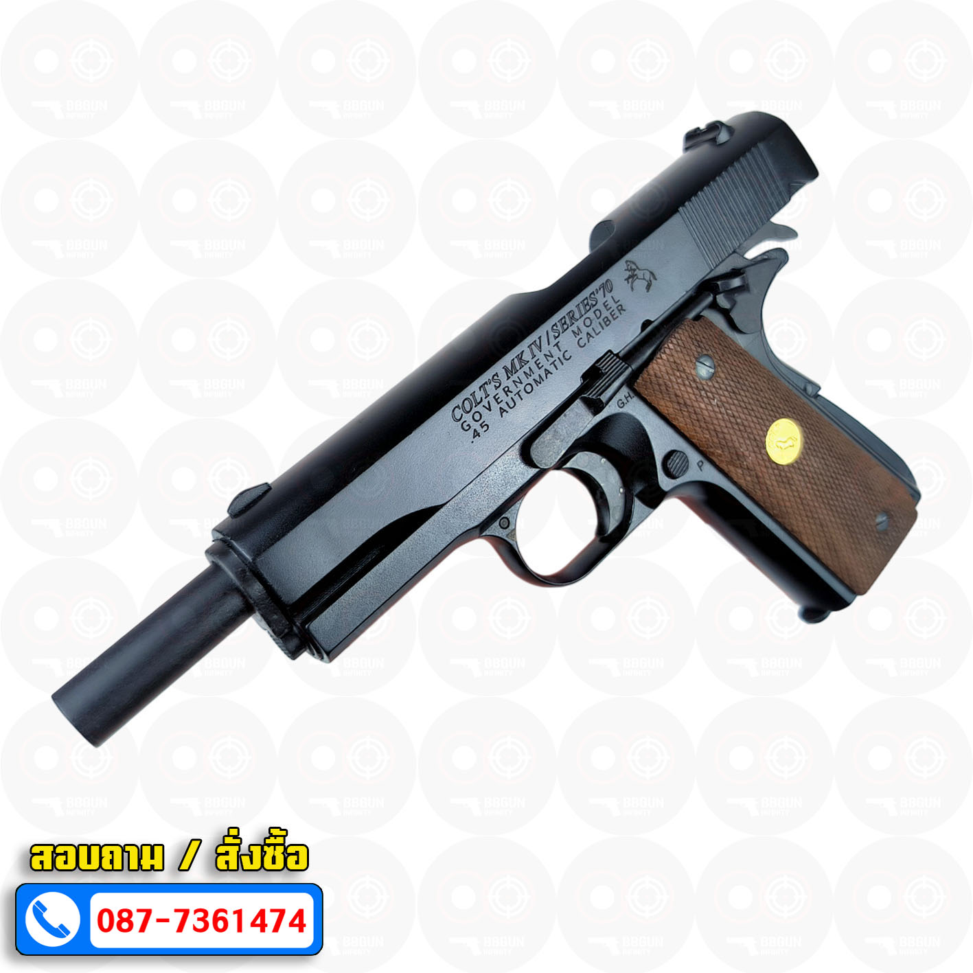 แบลงค์กัน AKSA Colt MK IV/SERIES ' 70 1911 สีดำ กริปไม้ (2 แม็กกาซีน) BLANK GUN