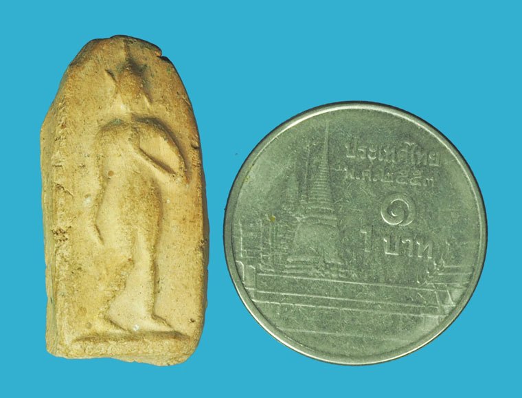 ขายแล้ว*39093 พระลีลา หลวงพ่อหอม วัดบางเตยกลาง ปี 2484 ปทุมธานี เนื้อดิน(แจกยุคสงครามอินโดจีน) 9.1