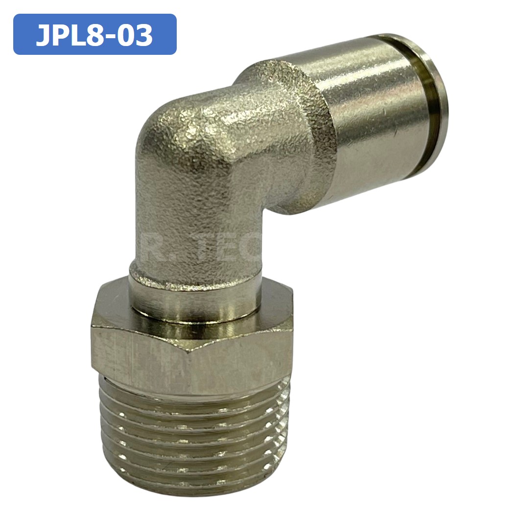 (1ชิ้น) JPL8-03 ข้อต่อลม เกลียวนอก งอ90° สแตนเลส STAINLESS Male Thread Elbow Pipe Quick Fittings Connector ข้อต่อลมสแตนเลส ข้องอ