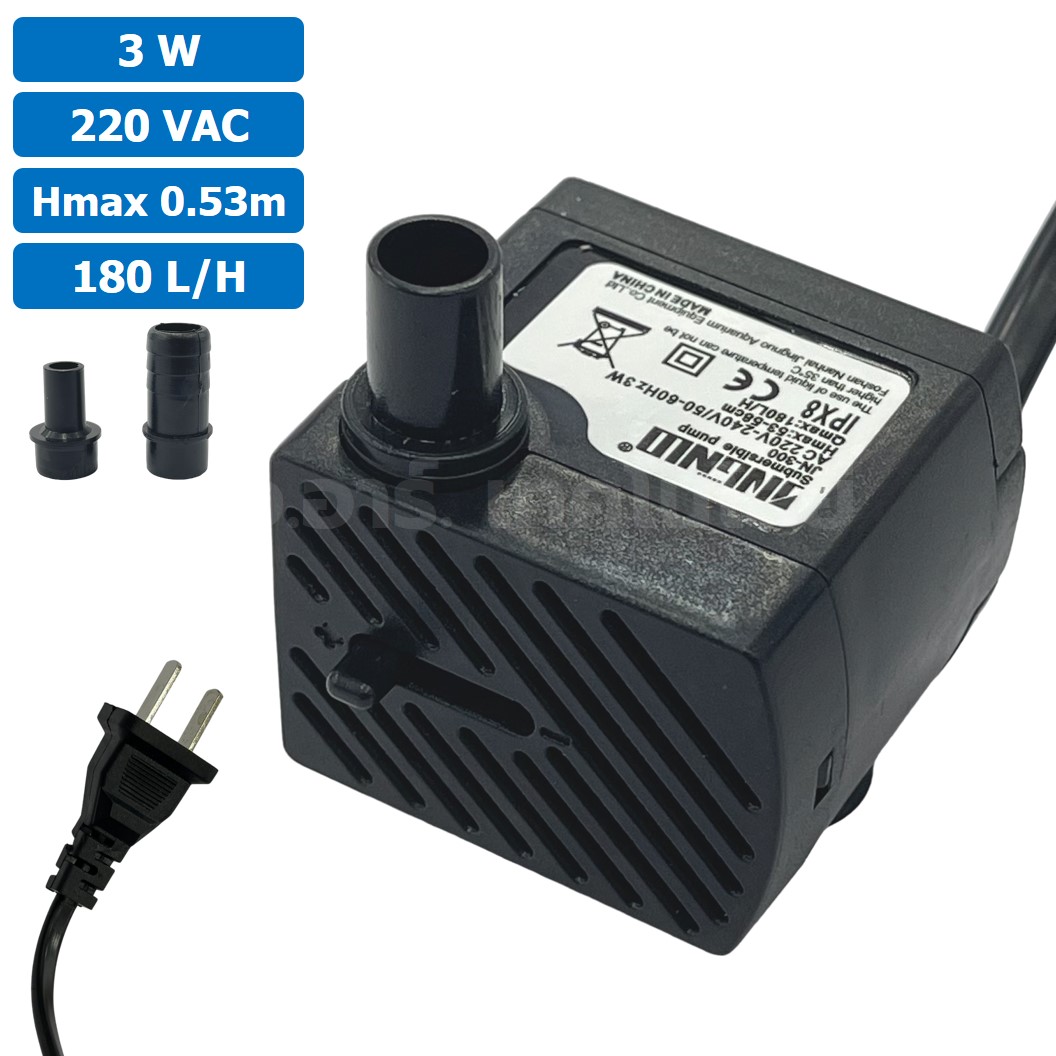 JN-300 ปั๊มน้ำ ปั๊มแช่ ปั๊มพัดลมไอเย็น 220VAC 3W Water pump Submersible Pump JING NUO Hmax 0.53-0.58m Qmax 180L/H JINGNUO