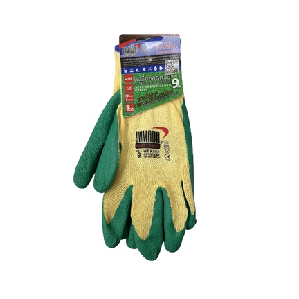 ถุงมือคอตตอน เคลือบยางธรรมชาติสีเขียว 9 นิ้ว (ราคารวมแวท) ถุงมือไนล่อน ถุงมือเคลือบ ถุงมือช่าง ถุงมือกันลื่น ถุงมือทำสวน