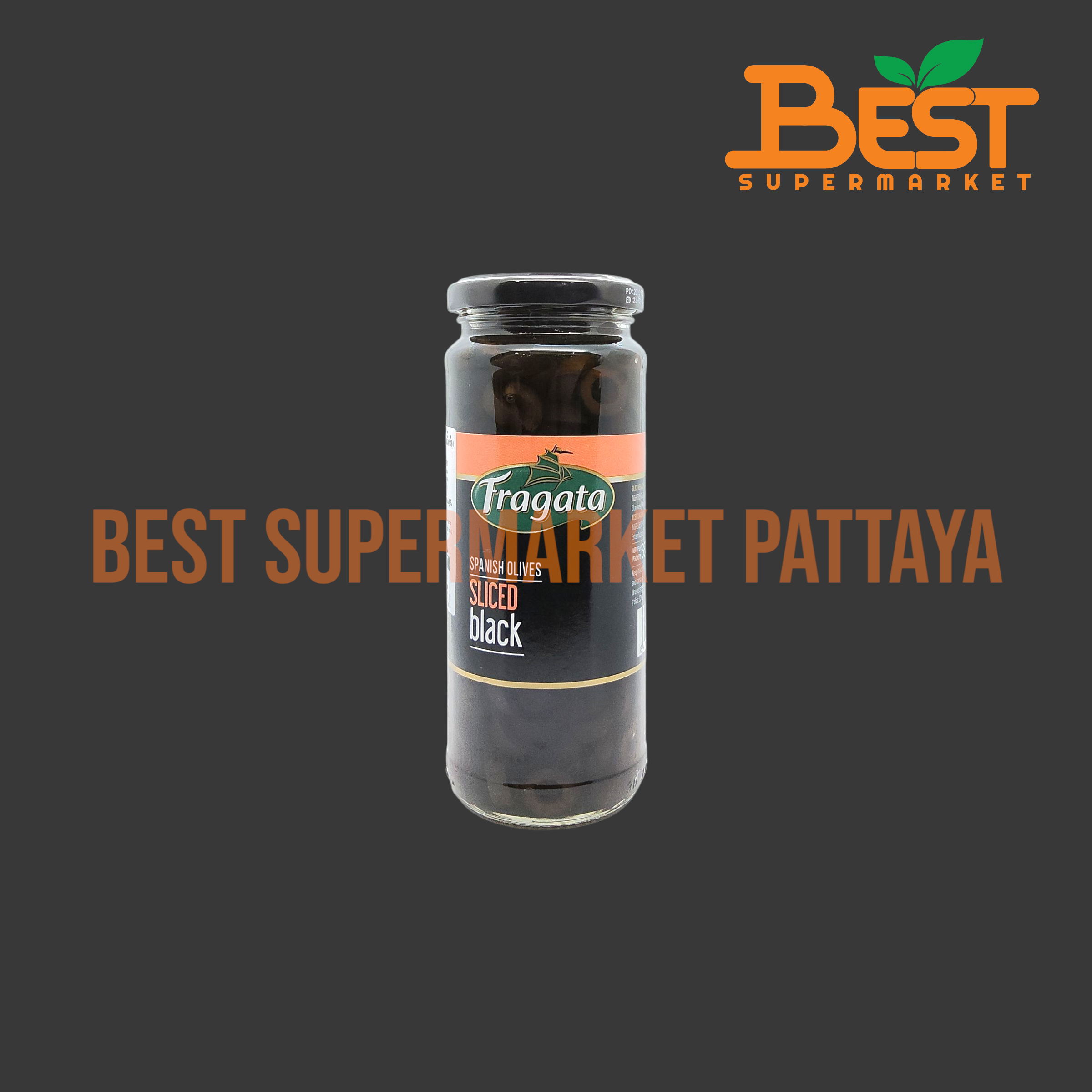 ฟรากาตา มะกอกดำสไลซ์ในน้ำเกลือ 330 กรัม. Fragata Spanish Olives Sliced Black 330 g.