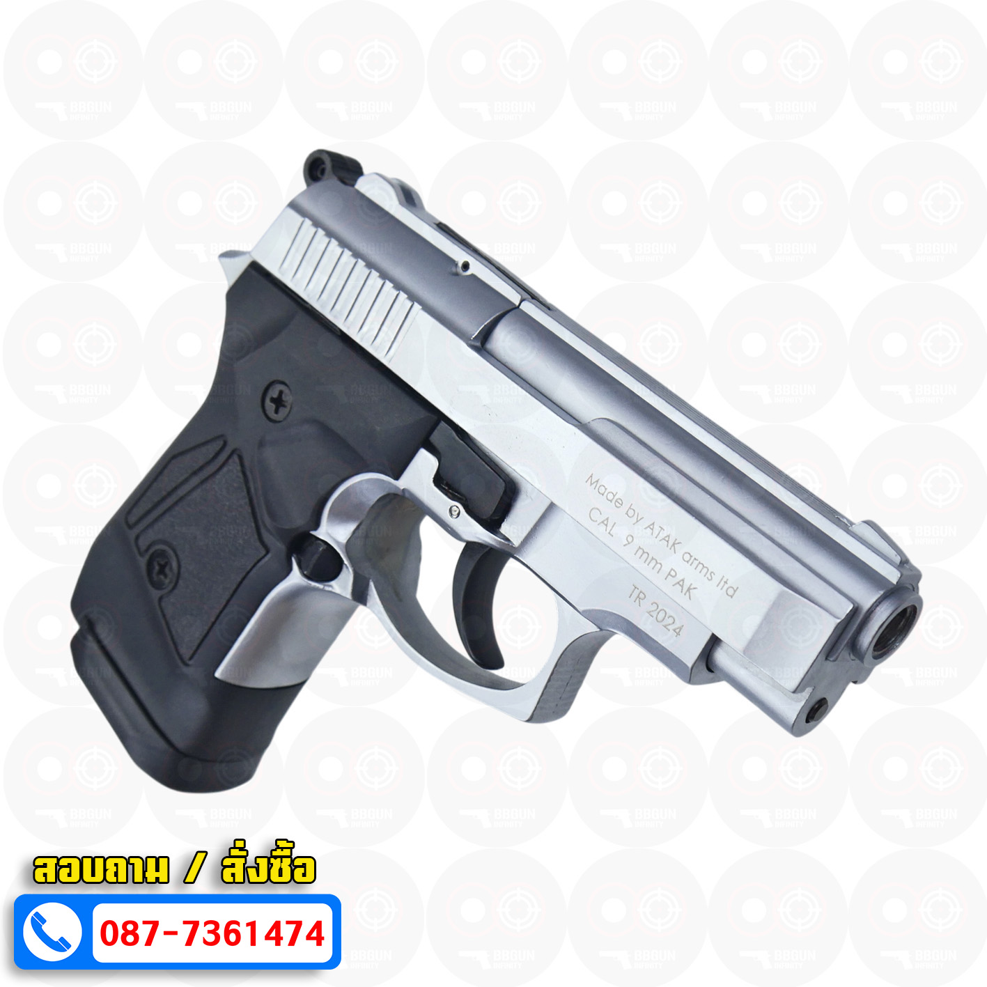 Blank GUN Zoraki mod 914 auto สีเงินด้าน แบลงค์กัน Semi Auto & Full Auto (แถมกล่องปืน)