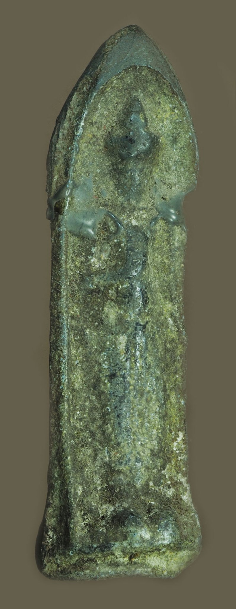 *40445 (พระมีซ่อม)พระร่วงยืนสองหน้า กรุวัดพระศรีมหาธาตุลพบุรี เนื้่อชินเชียว (สภาพหักซ่อม) หายากไม่ค่อยพบเจอ 13