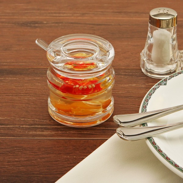 CJS โถใส่เครื่องปรุงน้ำส้มพร้อมช้อนแบ่งอคิลิค