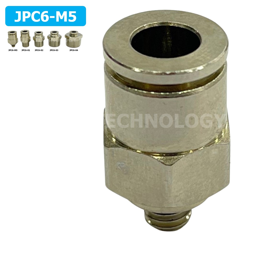 (1ชิ้น) JPC6-M5 ข้อต่อลมสแตนเลสเกลียวนอก ข้อต่อลมเกลียวนอก ข้อต่อลม สแตนเลส STAINLESS Male Thread Straight Quick Connector Fitting