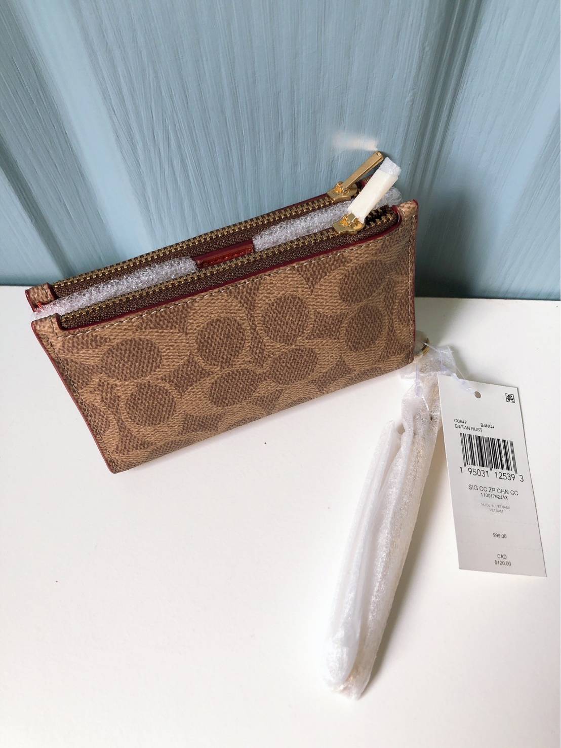 COACH Zip Chain Card Case In Signature Canvas