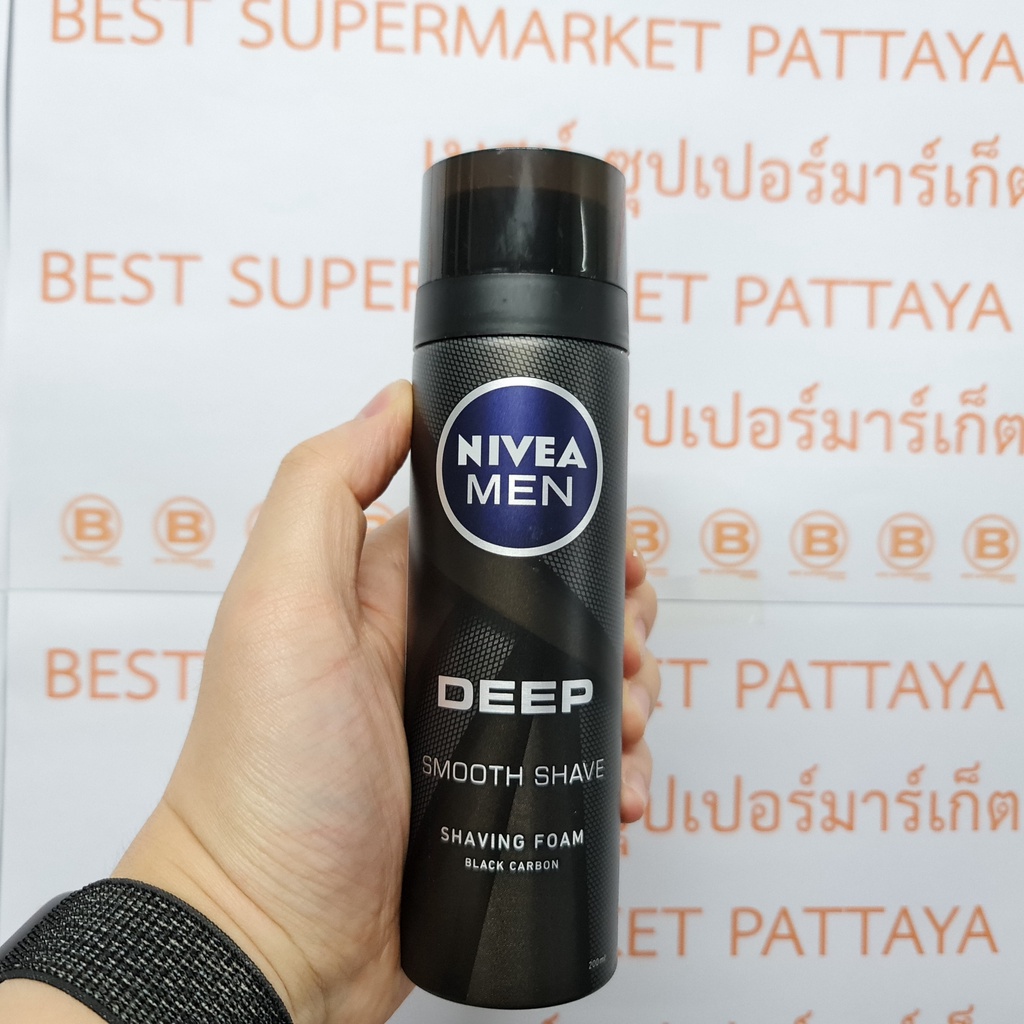 นีเวีย เมน ดีพ เชฟวิ่ง โฟม 200 มล. ผลิตภัณฑ์ใช้สำหรับการโกนหนวด Nivea Men Deep Shaving Foam 200 ml.