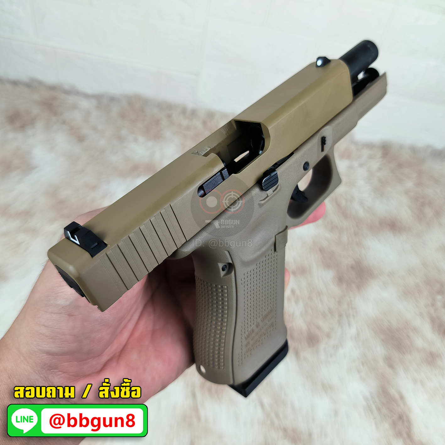 ปืนบีบีกันอัดแก๊ส WE G19 Gen5 GBB (Tan) สีทราย