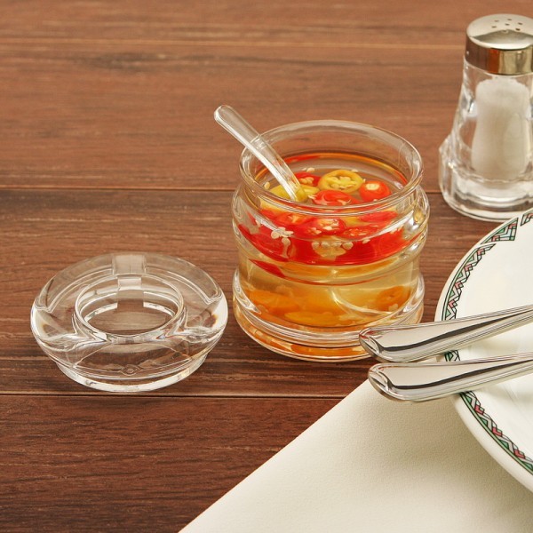 CJS โถใส่เครื่องปรุงน้ำส้มพร้อมช้อนแบ่งอคิลิค