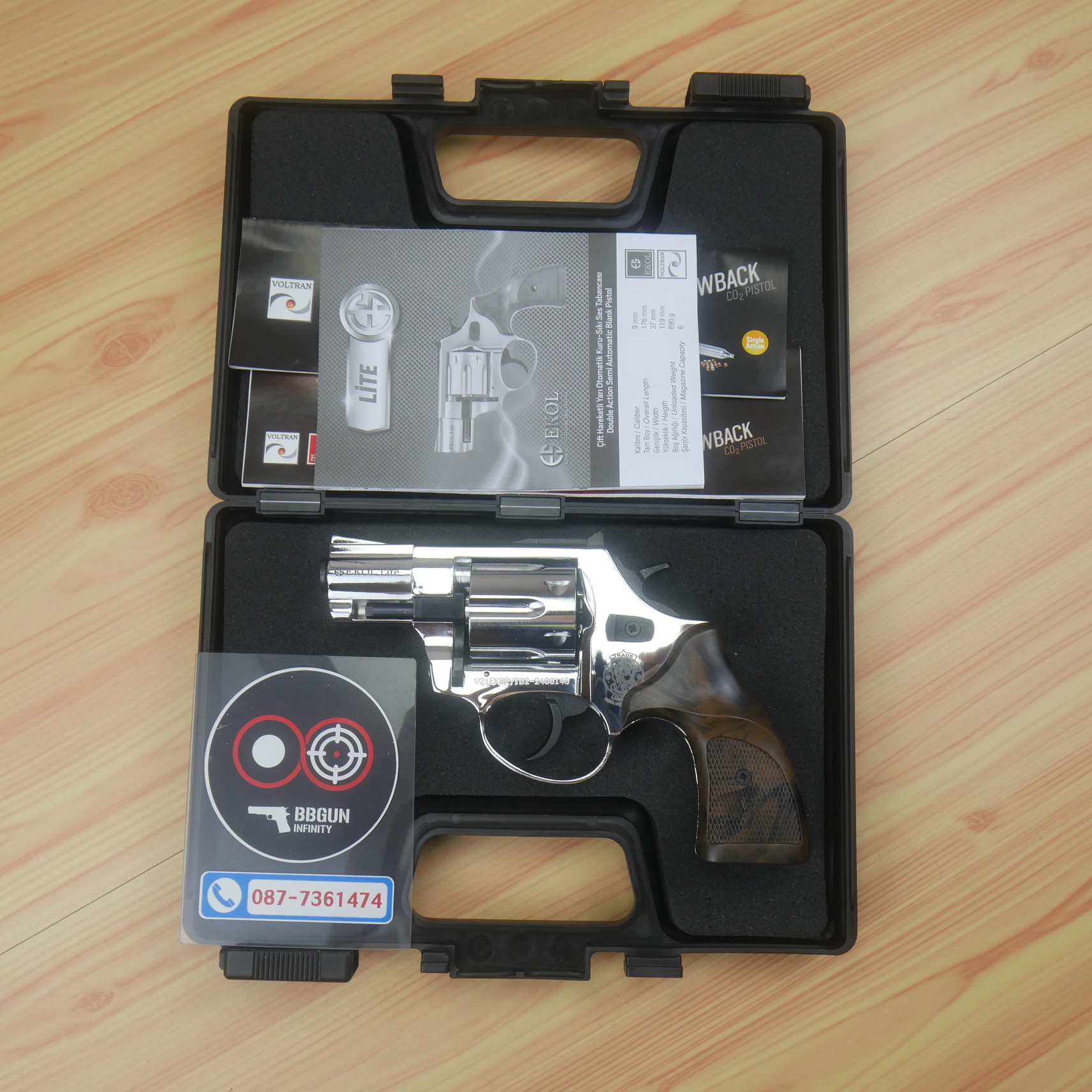 Ekol Lite แบลงค์กัน ลูกโม่ 2 นิ้ว สีเงินเงา (Shiny chrome) Smith & Wesson blank gun Revolver 2 inch