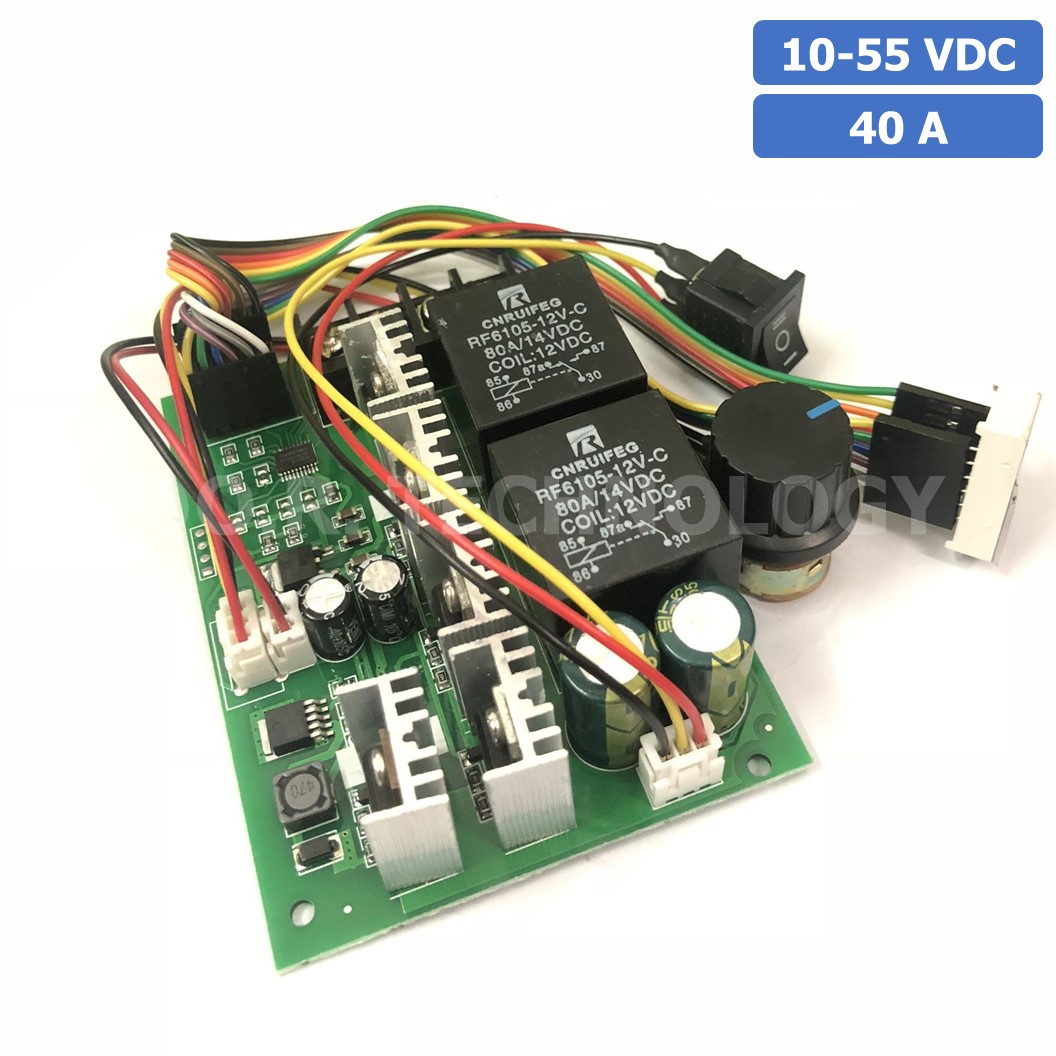 XQ921-C เครื่องควบคุมความเร็วรอบมอเตอร์ DC พร้อมสวิตช์หมุนกลับทาง 40A 10-55VDC PWM Motor Speed Controller CW CCW Reversible Switch