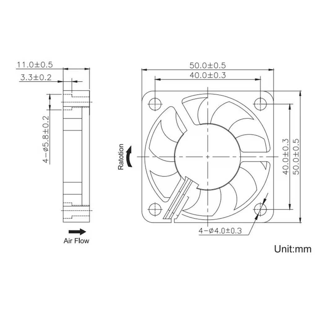 FAN 5010/4010/3010 DC5V/12V พัดลมระบายอากาศ ขนาดเล็ก 30x30/40x40/50x50mm พัดลมระบายความร้อน 5VDC/12VDC Mini Fan DC ขนาด 3x3cm/4x4cm/5x5cm Brushless Cooling Fan