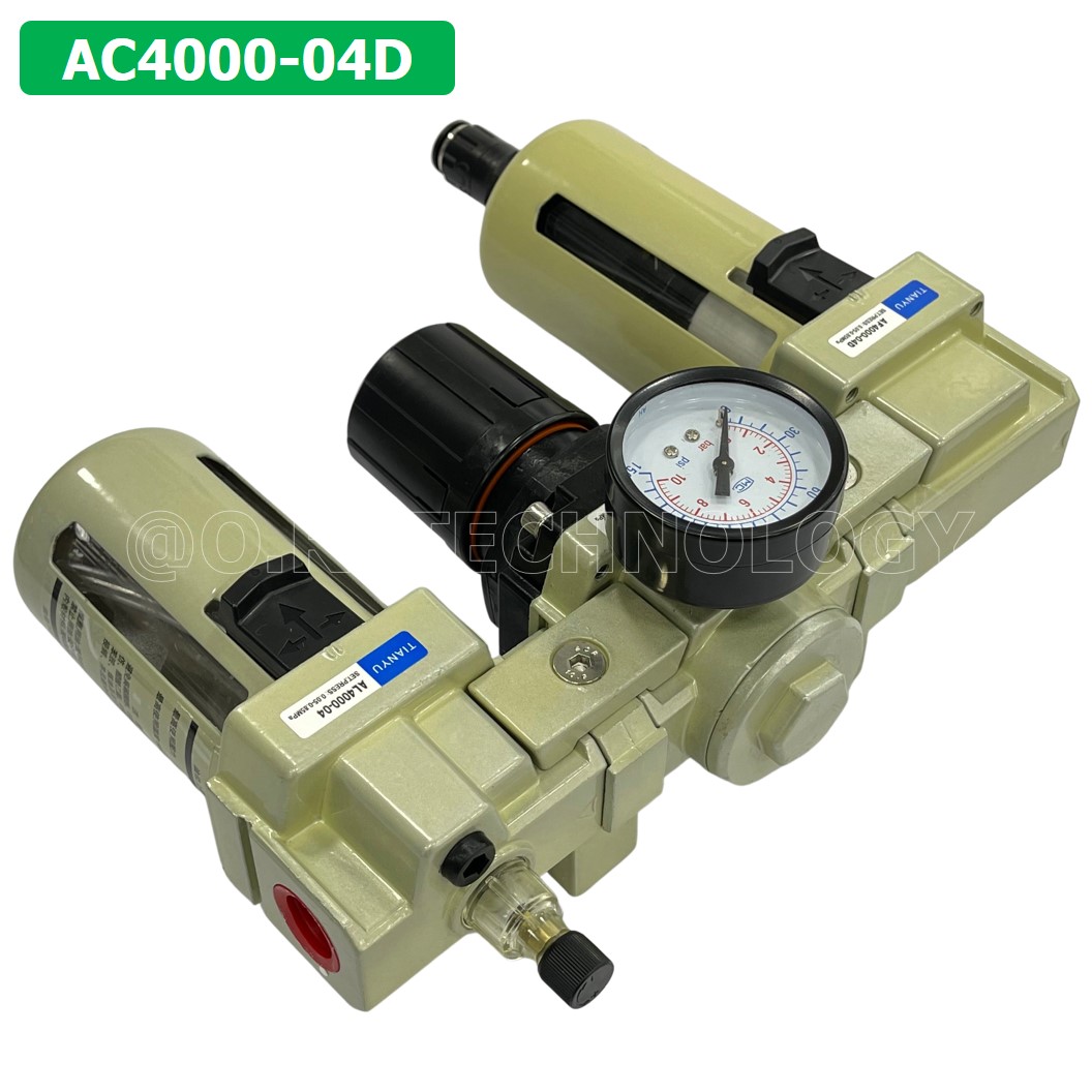 (1ชิ้น) AC4000-04D ชุดกรองลมแบบ 3 ตอน Auto Drain FRL 3 Unit Air Filter, Regulator & Lubricator TIANYU AC (AF+AR+AL) แบบระบายน้ำอัตโนมัติ