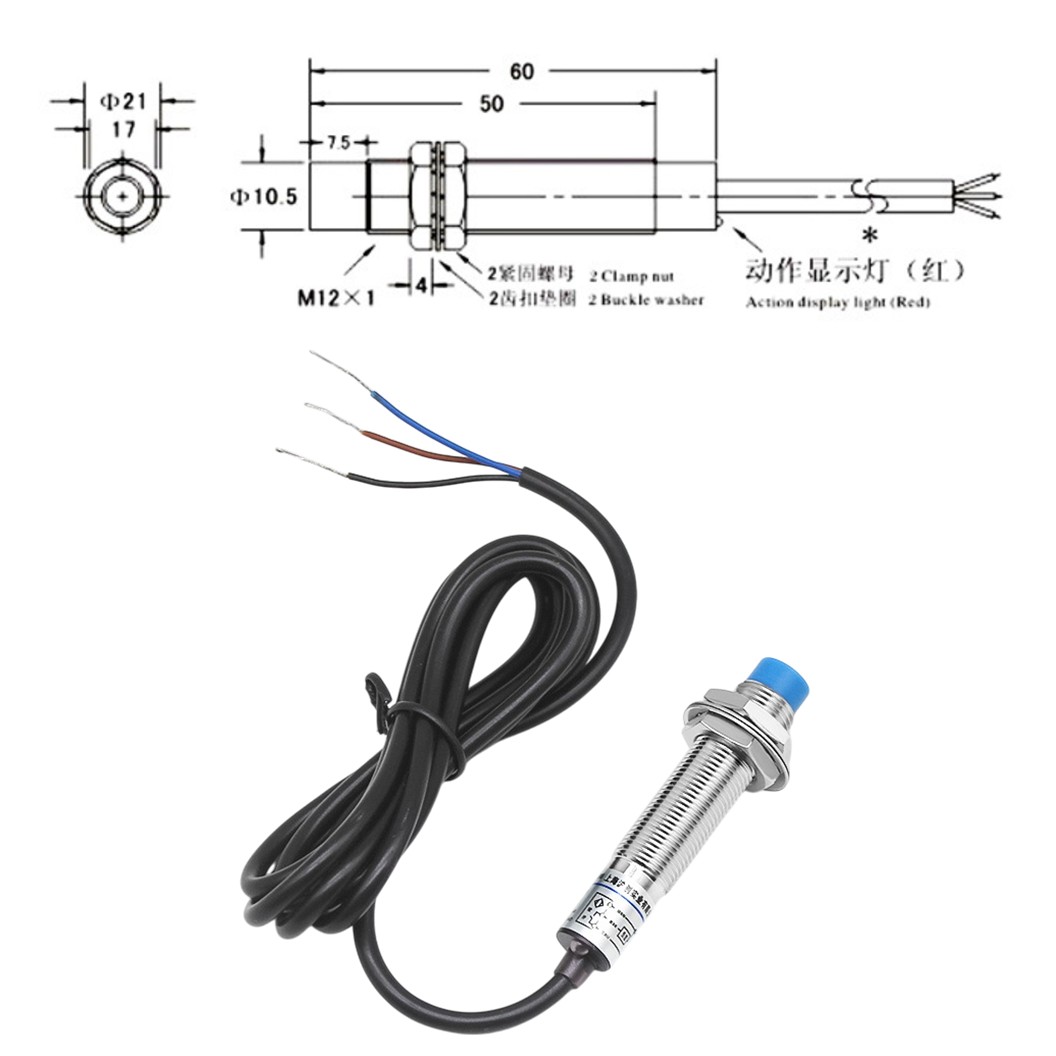 M12 Proximity Switch เซนเซอร์ตรวจจับโลหะ พร็อกซิมิตี้สวิทช์ 3สาย LJ12A3-4-Z/BX/BY/AX/AY 3-wire 6-36VDC ระยะตรวจจับ 4mm NPN/PNP type NO/NC HUCHOO