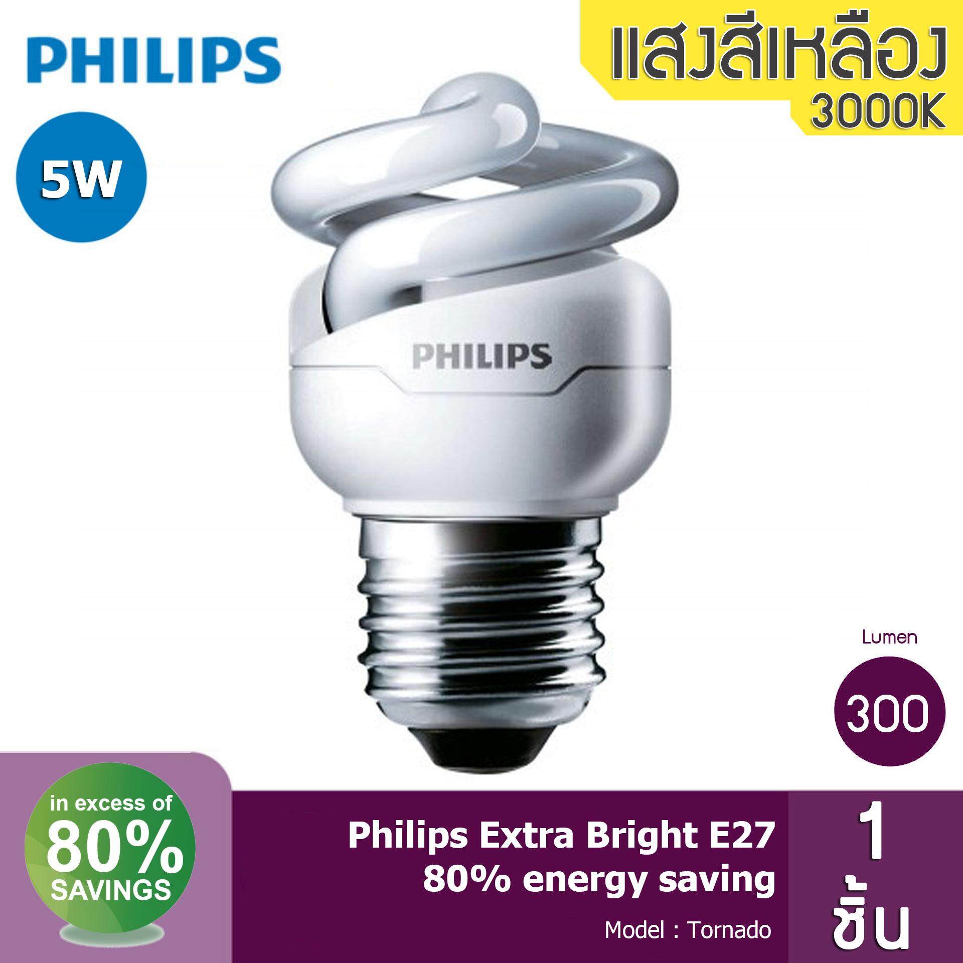 Philips Tornado หลอดประหยัดไฟ ทอร์นาโด เกลียว E27 ขนาด 5W
