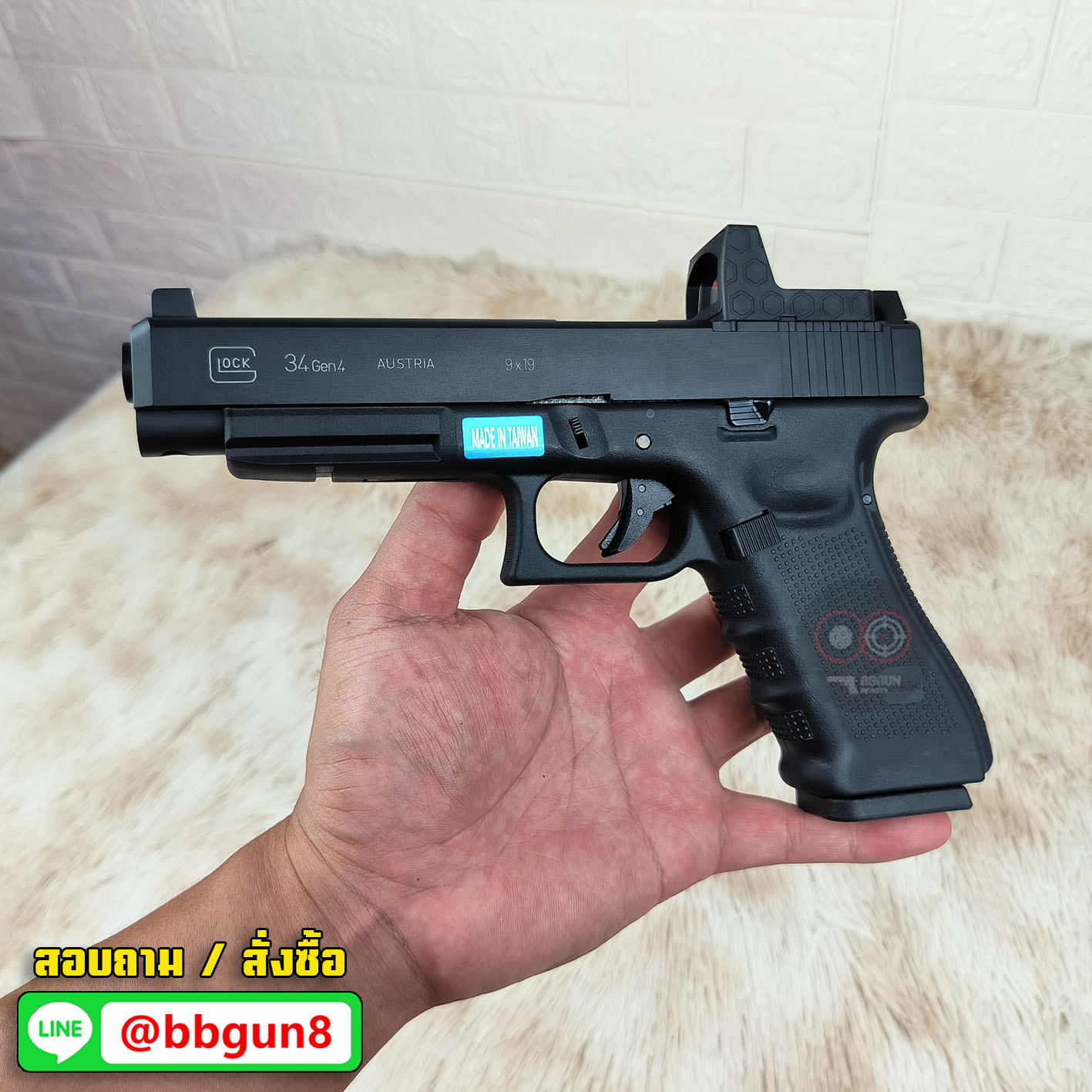 WE G34 Glock 34 Gen 4 MOS ดำ (แถมแผ่นเพลท RED DOT ศูนย์ปืนยกสูง เสริมด้าม)