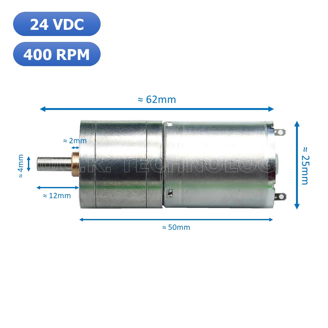 (1ชิ้น) JB372 มอเตอร์ มอเตอร์เกียร์ มอเตอร์อเนกประสงค์ 25GA-370 24VDC 400RPM DC Gear Motor (Shaft D, 4mm)