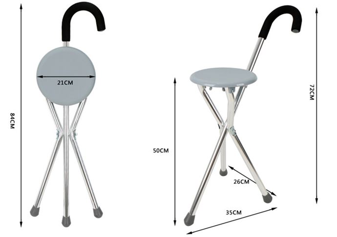 ไม้เท้า เก้าอี้พับ ไม้เท้าพร้อมที่นั่ง แบบพับได้
