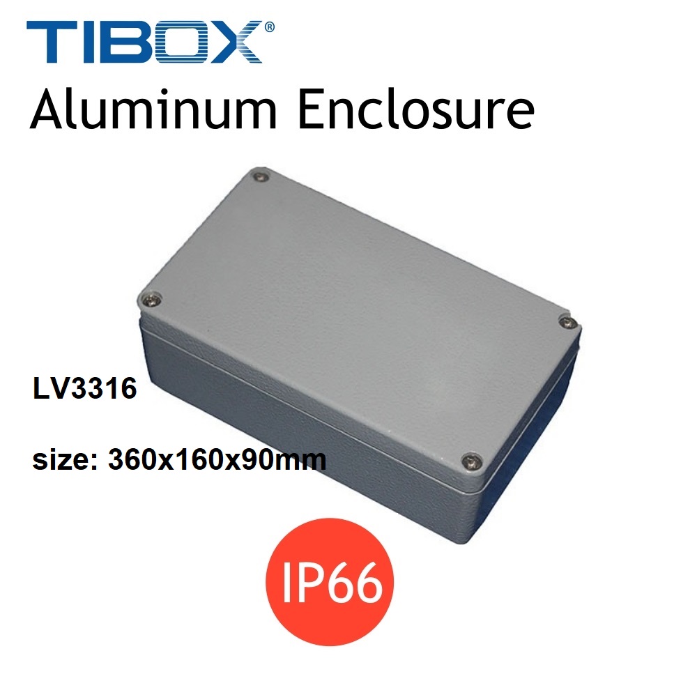 LV3616 กล่องอลูมิเนียม (Aluminum Enclosure IP66) Size :360x160x90mm. "TIBOX"