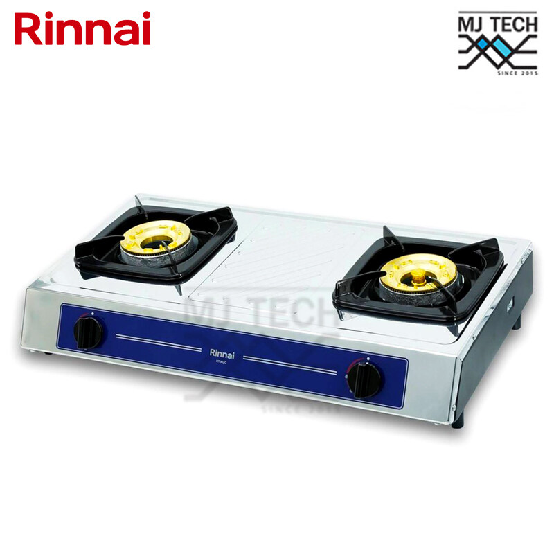 RINNAI เตาแก๊ส 2 หัว แบบตั้งโต๊ะ หัวเตาทองเหลือง บอดี้สแตนเลส เตาแก๊ส รุ่น RT-902C