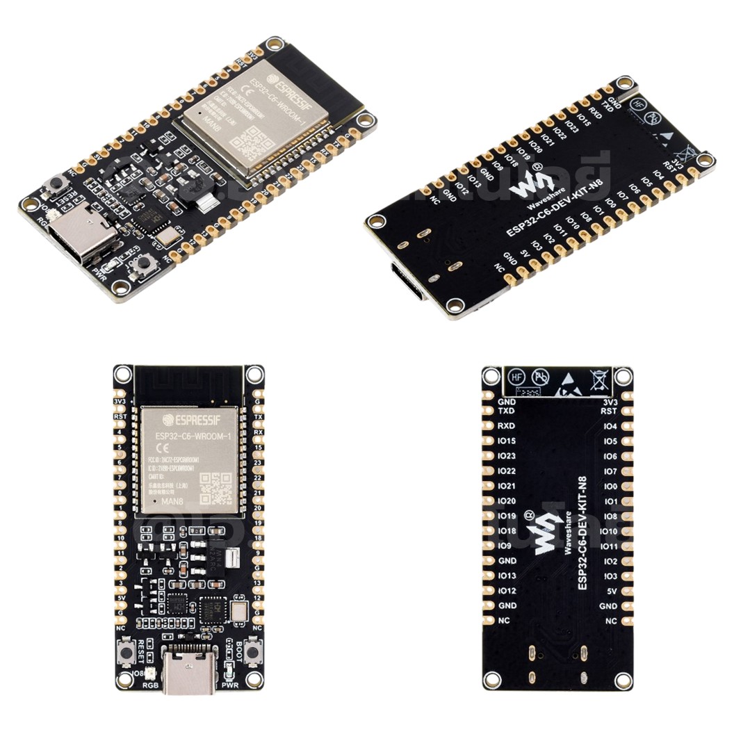 บอร์ด ESP32-C6-WROOM-1-N8/N16 8MB/16MB Flash module core board Bluetooth/WiFi6 RISC-V development board ESP32-C6 แบบบัดกรี/ไม่บัดกรีขา Solder/Solderless